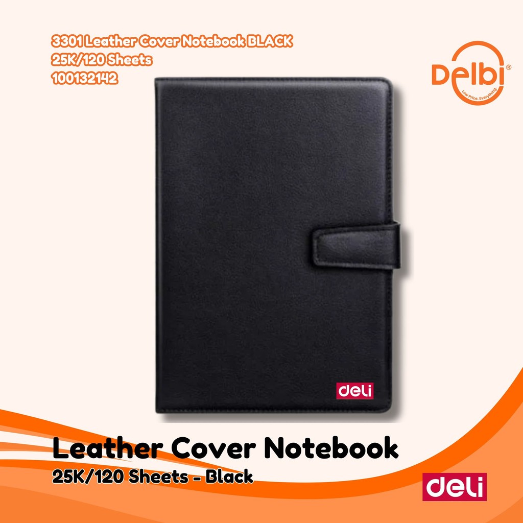 

Deli Concise Notebook Buku Catatan 3301 Leather Cover Notebook BLACK 25K/120 Sheets