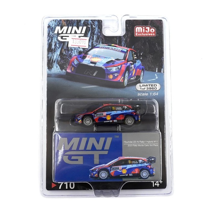 Diecast Mini GT Hyundai i20 N Rally1  2023 Rally MonteCarlo 3rd Place #11 MGT00710-MJ