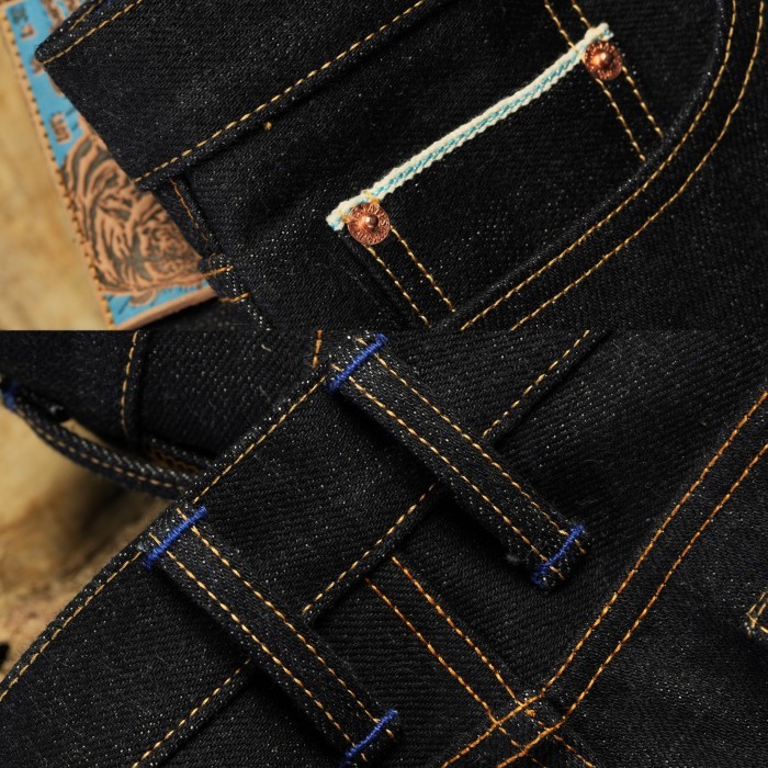 Heavyweight Raw Selvedge Denim Pants - 23 oz Siberian Tiger unsanforized Slim Straight Bluestates - 