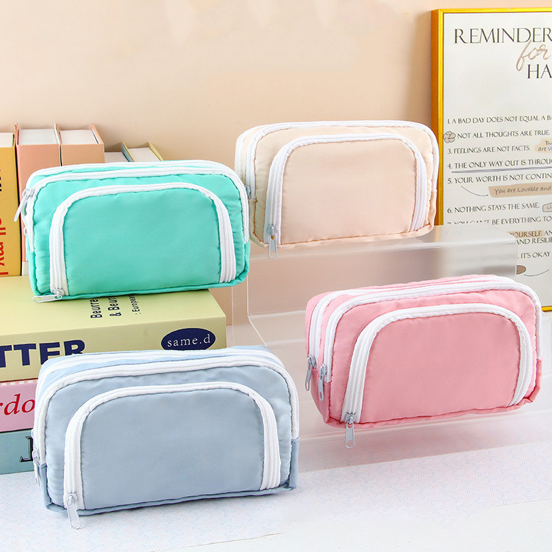

Large Capacity Pencil Bag Simple Solid Color Pencil Case Cute Fashion Stationery Storage Bag School Office Supplies Gifts