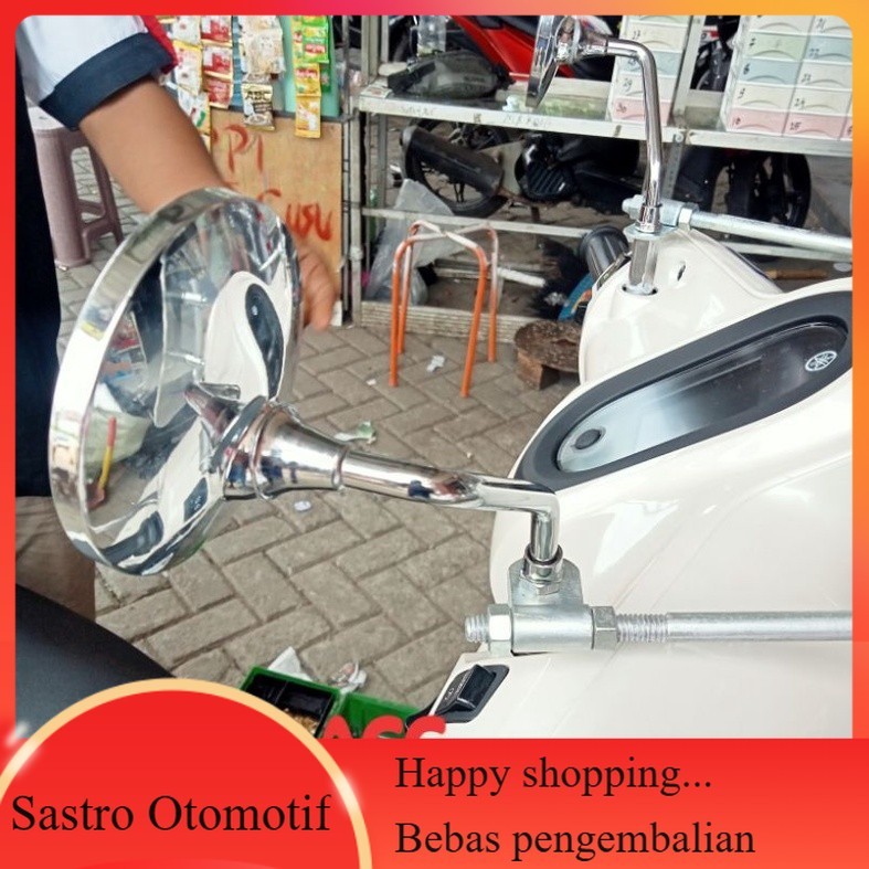 Spion klasik bulat full crome universal motor vespa scoopy cb klasik dll