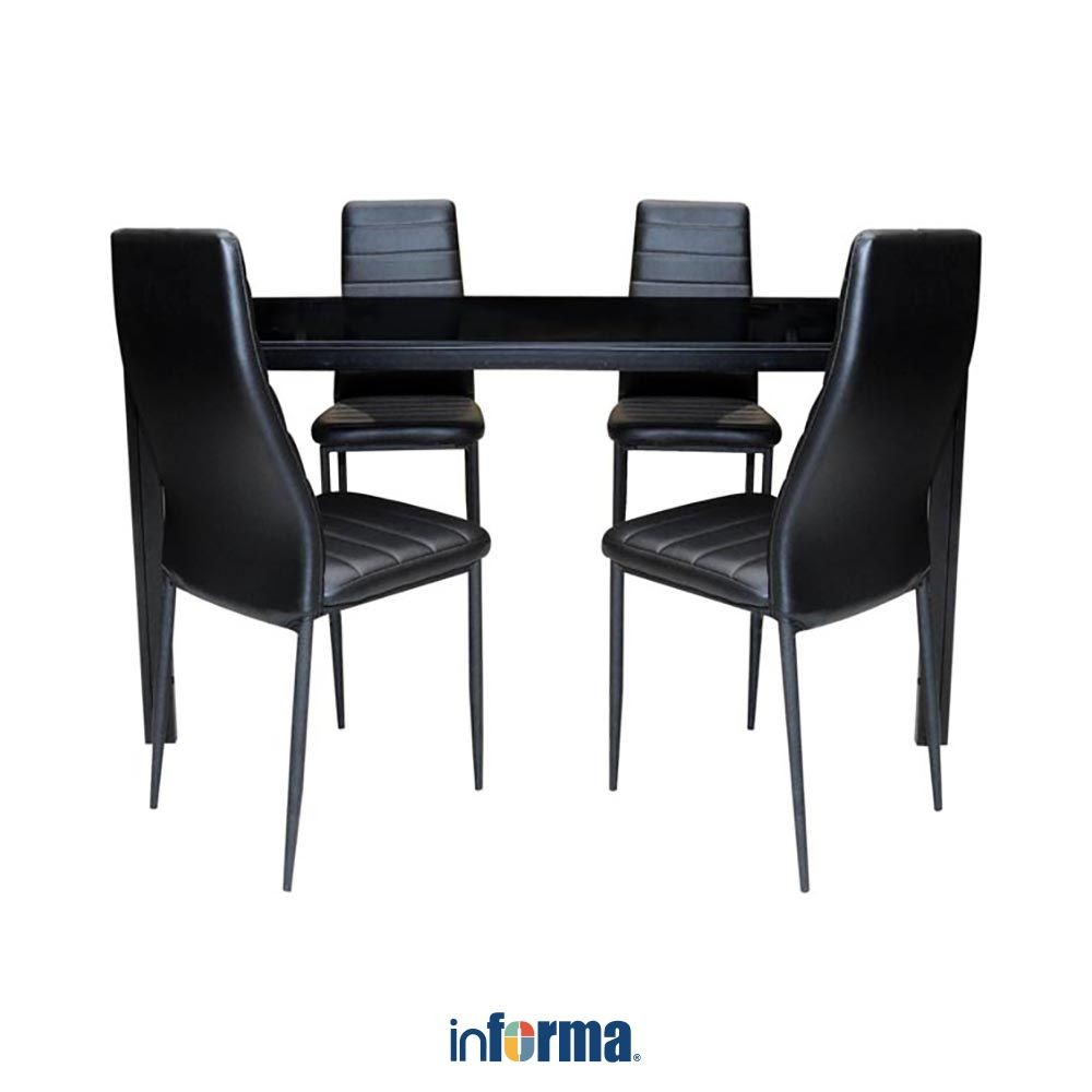 Informa Marven Set Meja Makan 6 Kursi - Hitam Dining Table Set Meja Kursi Ruang Makan Aesthetic Furn