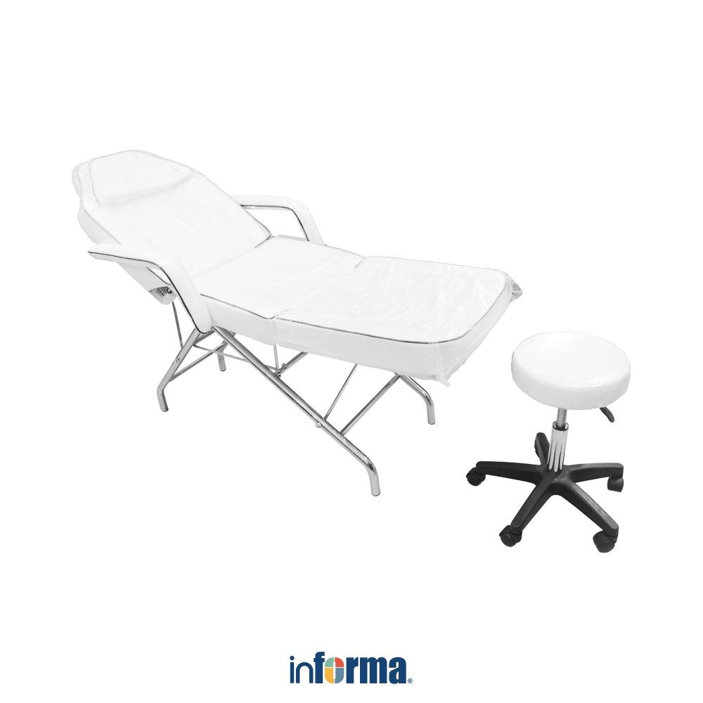 Informa Monroe Tempat Tidur Facial & Bangku - Putih Kasur Salon Ranjang Perawatan Wajah Tempat Tidur