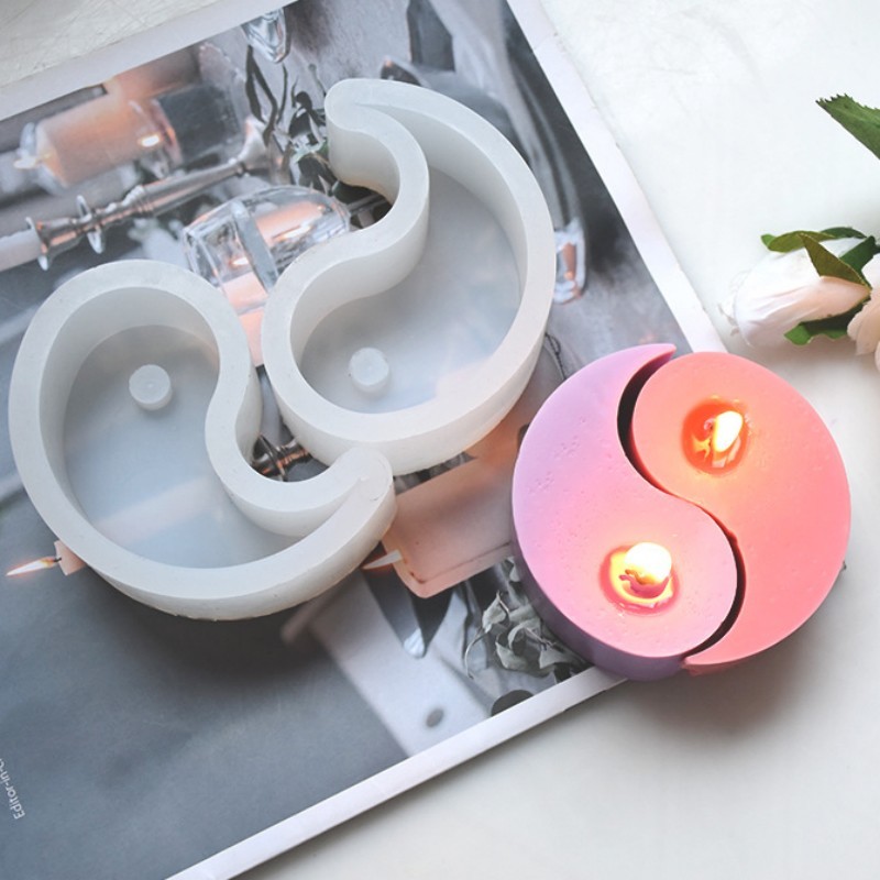 

Yin Yang Candle Silicone mold Tai Chi Handmade Aromatherapy Candle Mold Plaster Jewelry Resin Craft Mold Candle Making Supplies
