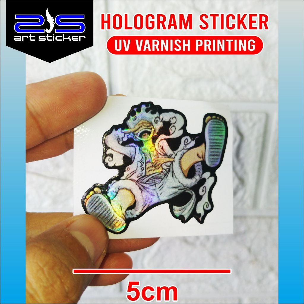 

PROMO 5cm Sticker Hologram Anime One Piece Luffy Gear 5 UV Varnish Printing