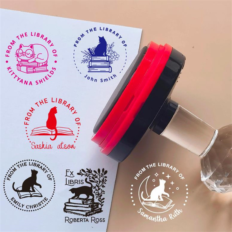 

Cat stamp Custom Book Stamp Personalized Custom Name Stamp Self Inking From the Library Of ,This Book Belongs To, Back to School