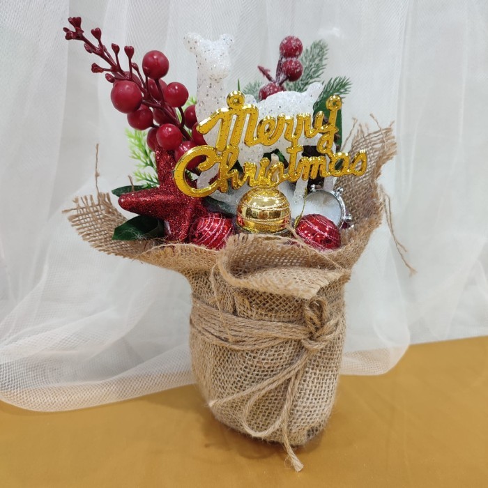 

Dekorasi aksesoris pohon natal mini hiasan meja - A