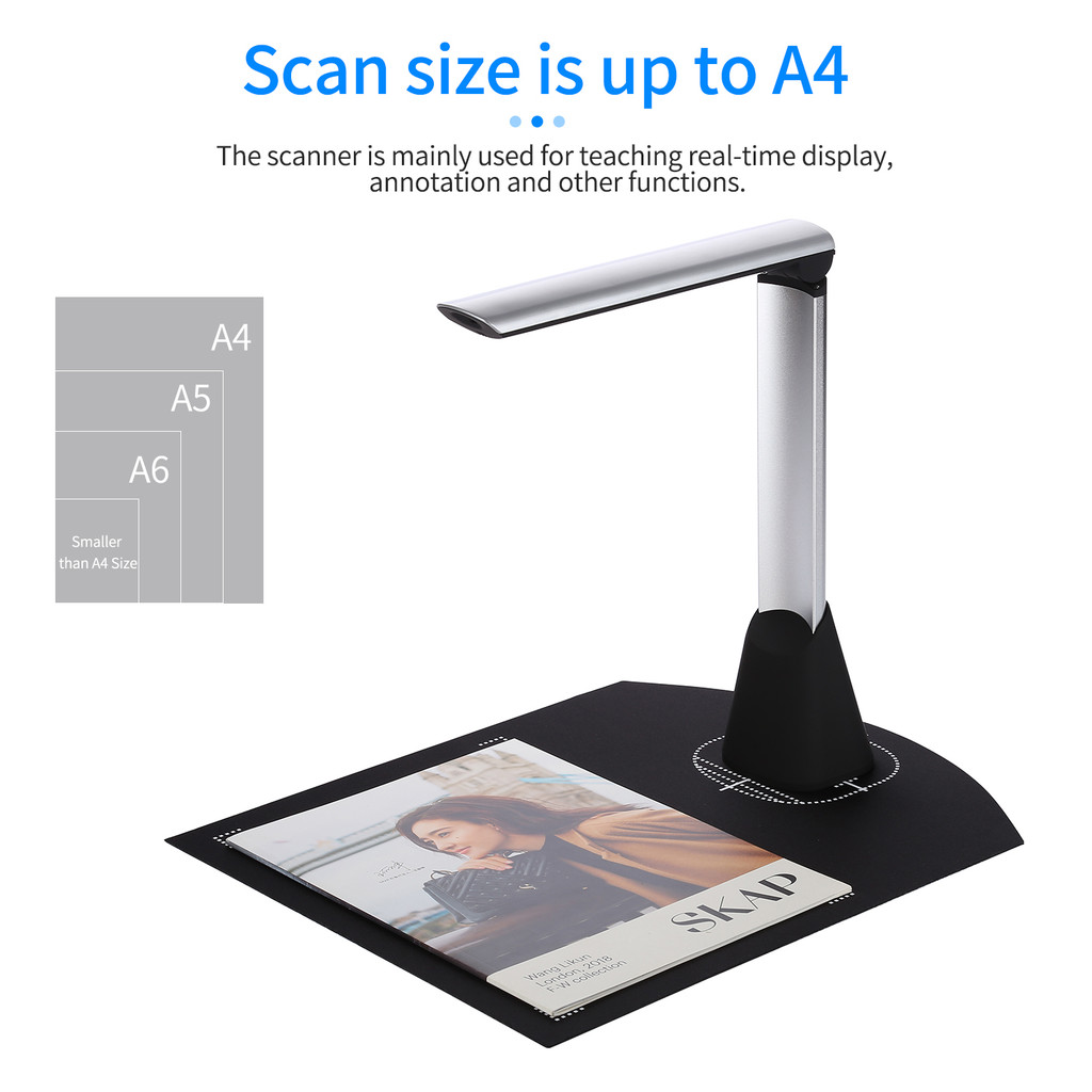 Aibecy BK34 Document Camera Scanner 5 MP HD Camera A4 Capture Size LED Book Scanner for Classroom Te