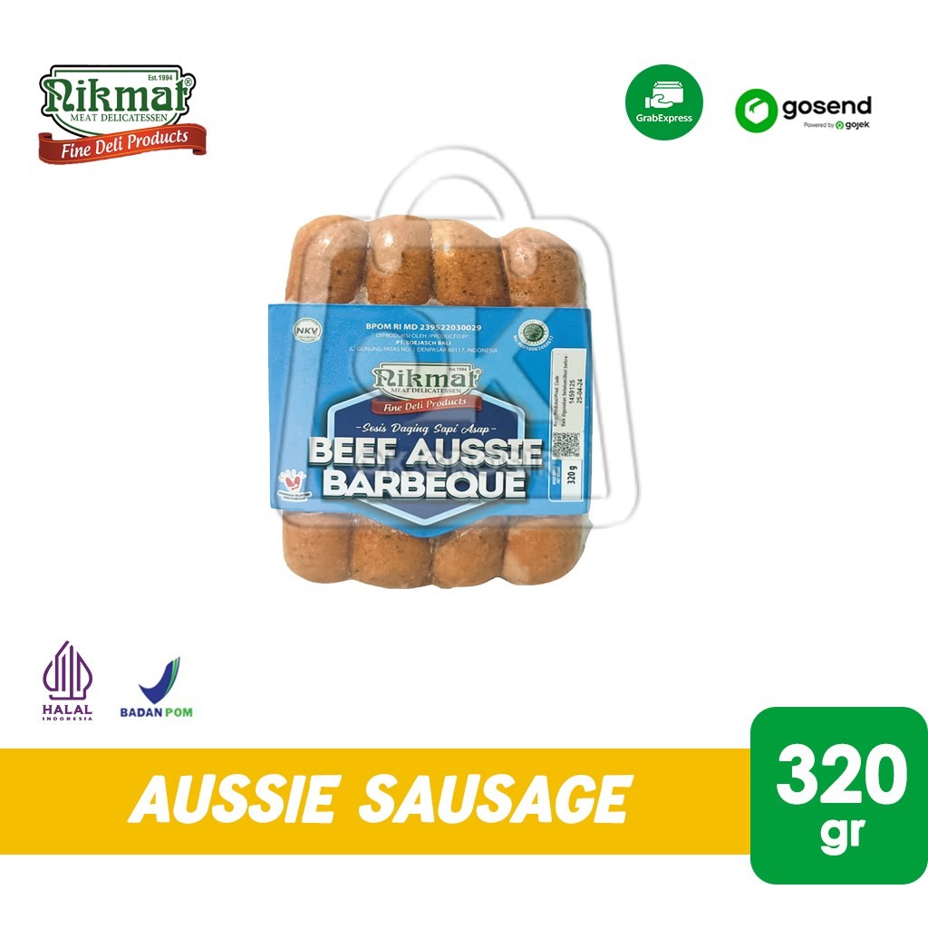 

Sosis Sapi Australia Nikmat Aussie Beef Sausages BBQ Barbeque 320gr (KHUSUS INSTANT)