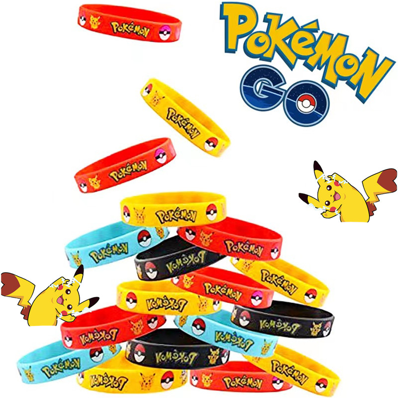 

12pcs Pokemon Bracelet Anime Action Figure Pikachu Children Cartoon Silicone Wristband Bracelets Party Gifts Cosplay Accessoires
