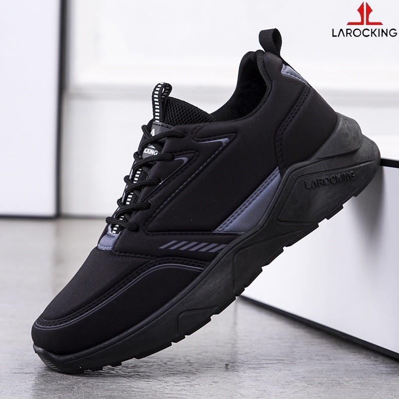 BIG PROMO LAROCKING - RAPTOR HITAM POLOS SEPATU SNEAKERS RUNNING GYM SHOES
