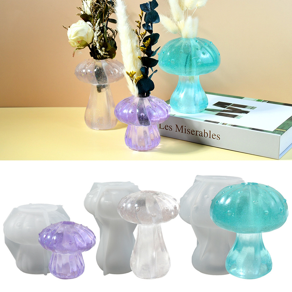 

Mushroom Test Tube Vase Candle Holder Mold 3D Glue Craft Candlestick Gypsum Pouring Silicone Mold DIY Desktop Decor Making Tools
