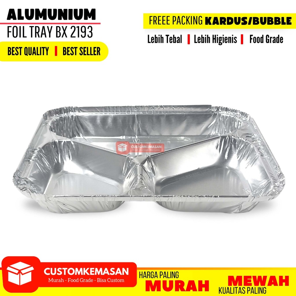 Alumunium Foil Tray Bento Sekat 3 BX 2193 / Alumunium Foil Tray Bento /  Alumunium Foil Tray BX 2193