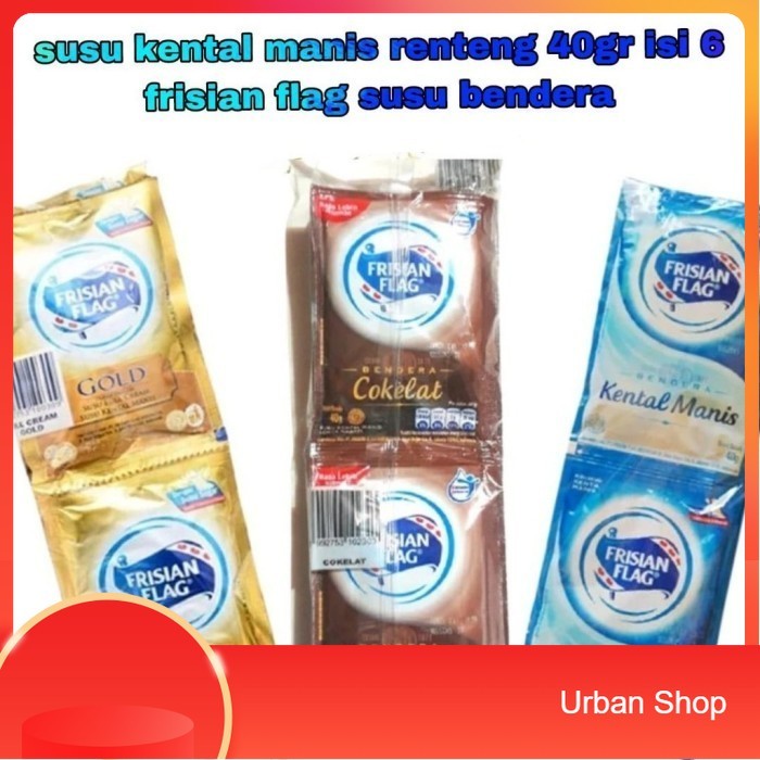 

SUSU KENTAL MANIS BENDERA FRISIAN FLAG PUTIH | COKLAT COKELAT SACHET 40 GR 1 RENCENG RENTENG ISI 6 BUNGKUS - Susu Putih .