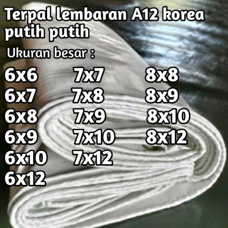 TOP TERPAL Terpal lembaran A12 korea putih putih ukuran besar 6x6 6x7 6x8 6x9 6x10 6x12