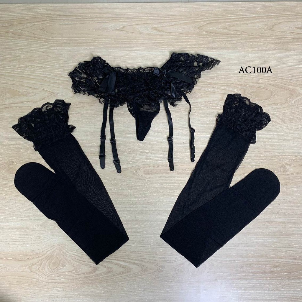 Aksesoris Lingerie Wanita One Set Garter Belt Renda Lace Premium Ac100A