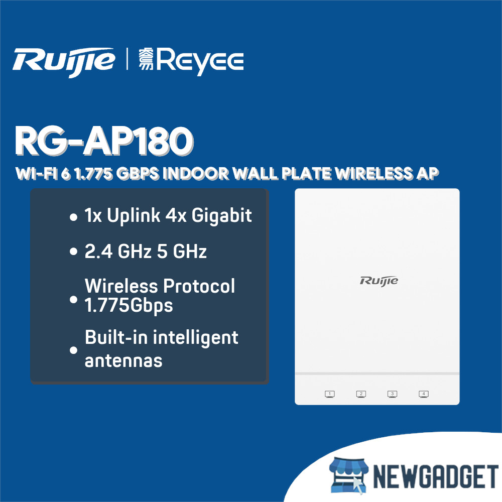 RUIJIE REYEE RG-AP180 WI-FI 6 1.775 GBPS INDOOR WALL PLATE WIRELESS AP