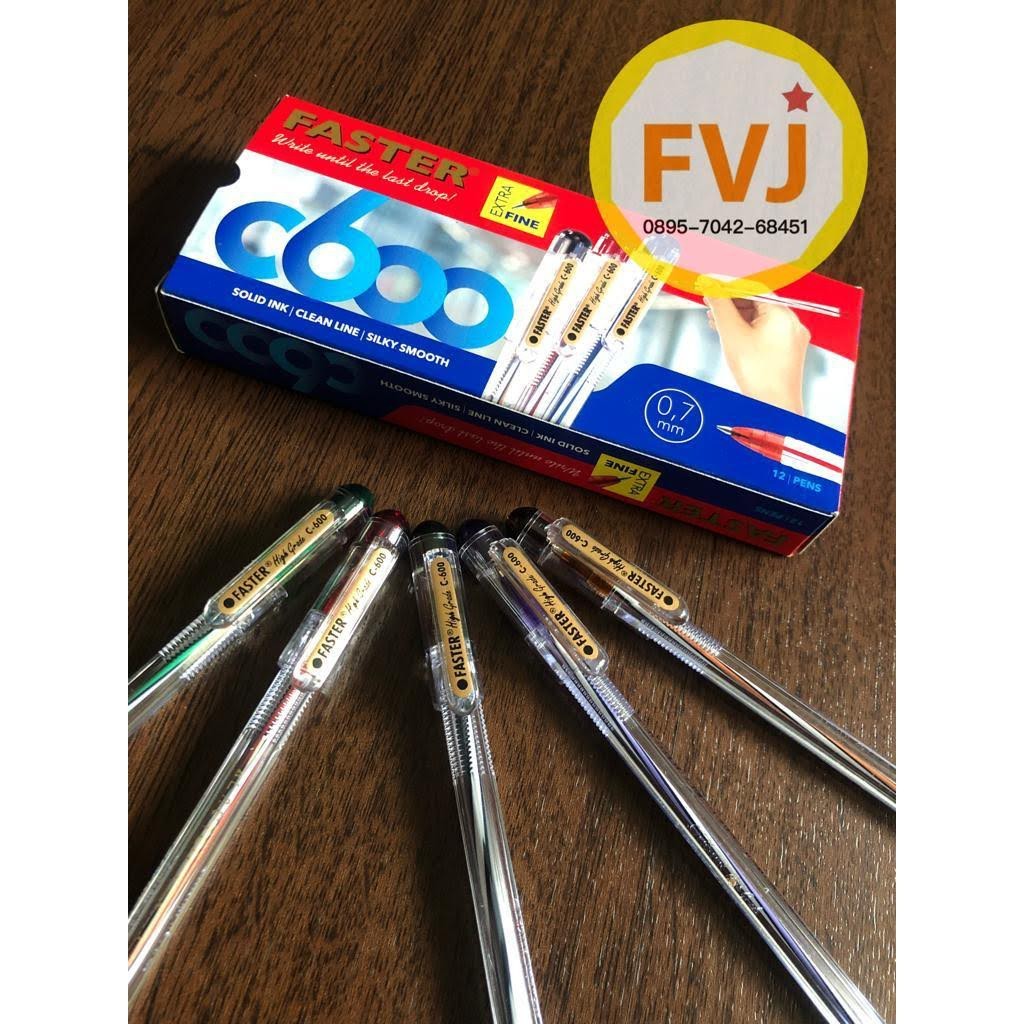 

1 lusin / 12 buah - Ballpoint / Pulpen FASTER C600 - 0,7mm
