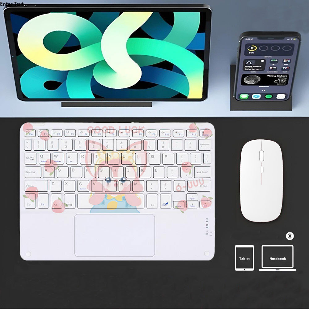Pink cute Linabelle cute and convenient white simple tablet Bluetooth keyboard and mouse