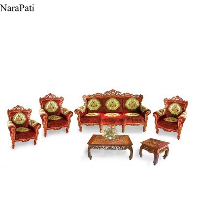 Sofa Kursi Tamu Kayu Jati Jepara AM Rintik 3111 + Meja - oscar SF15