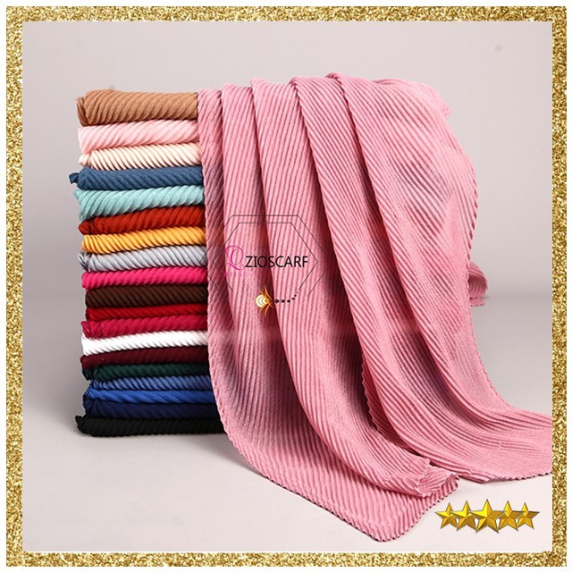 Pashmina Pasmina Plisket Miring A41 Pleated Shawl Waffle Scarf Hijab Plisket Malaysia Import ZIOSCAR