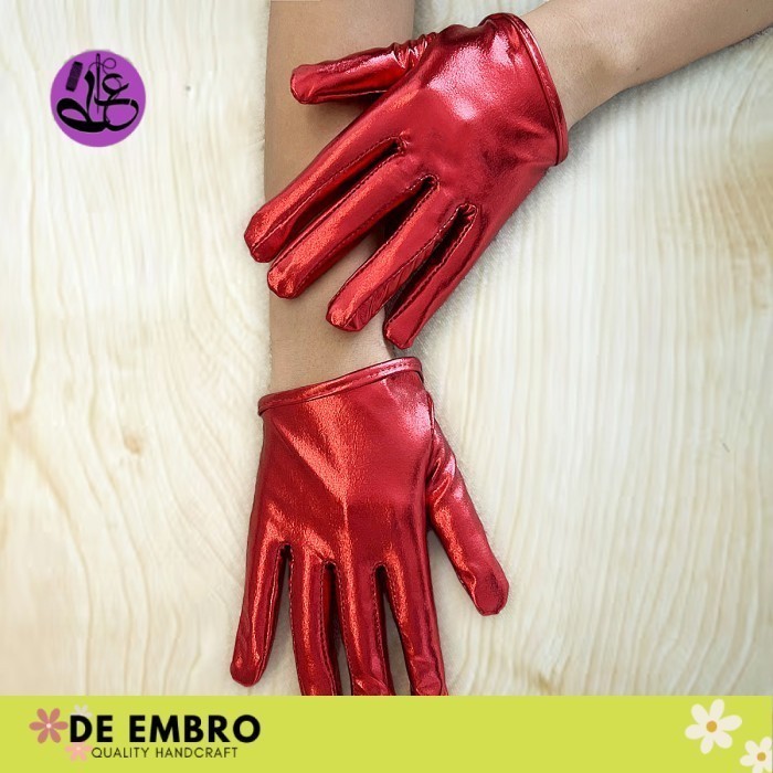 De Embro Sarung tangan latex setengah jari polos hitam kilap sport Aksesoris handsock fashion cospla