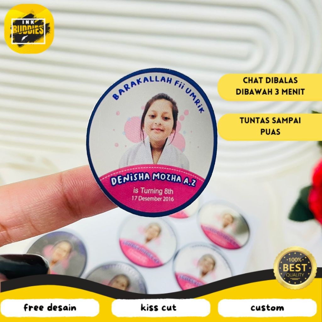 

INB Sticker Undangan Ulang Tahun Anak Label Stiker Happy Birthday Bahan Gold/Silver Anti Air