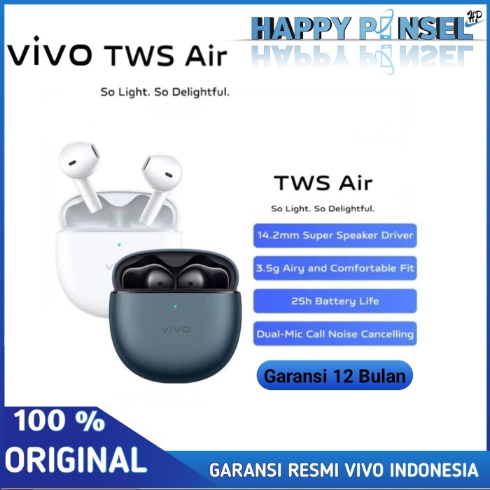 VIVO TWS AIR 2 EARPHONE BLUETOOTH TWS AIR GARANSI RESMI VIVO - TWS V-FANS