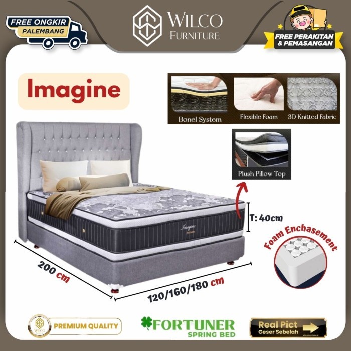 Kasur Springbed Fortuner Imagine / Matras Plushtop Empuk / Kasur Tebal 40 Cm - 180x200