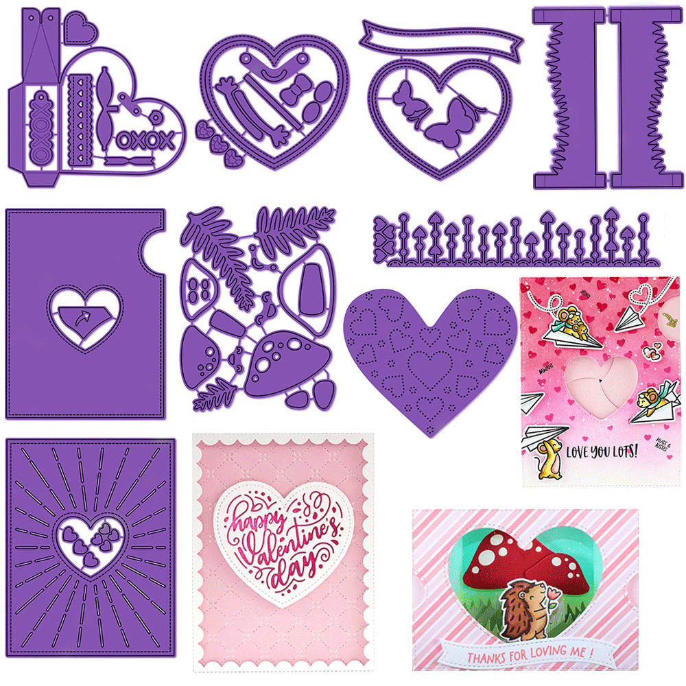 

Valentine Day Heart Bundles Clear Stamps And Metal Cutting Dies For DIY Craft Making Card Photo Album Scrapbooking Decoration