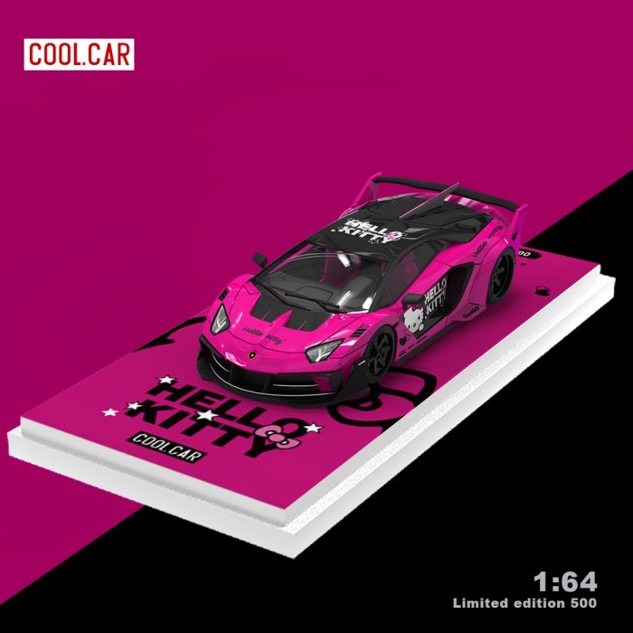 Cool Car 1:64 LBWK Lamborghini Aventador GT EVO Hello Kitty Dark Pink Limited