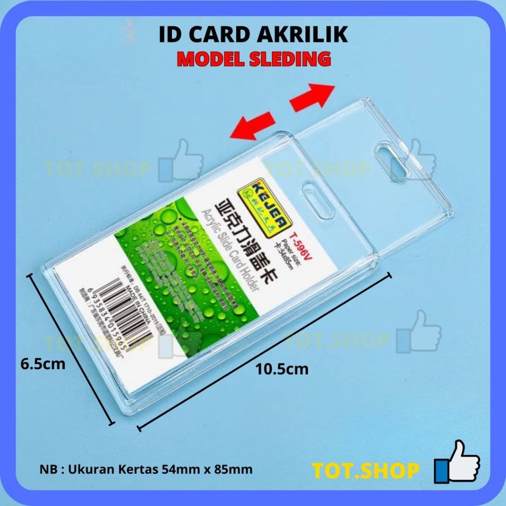 

[1-Pcs] ID CARD SLEDING Casing Kartu Pegawai Model Sliding Sleding Bahan Akrilik Acrylic Transparan Bening Card Holder