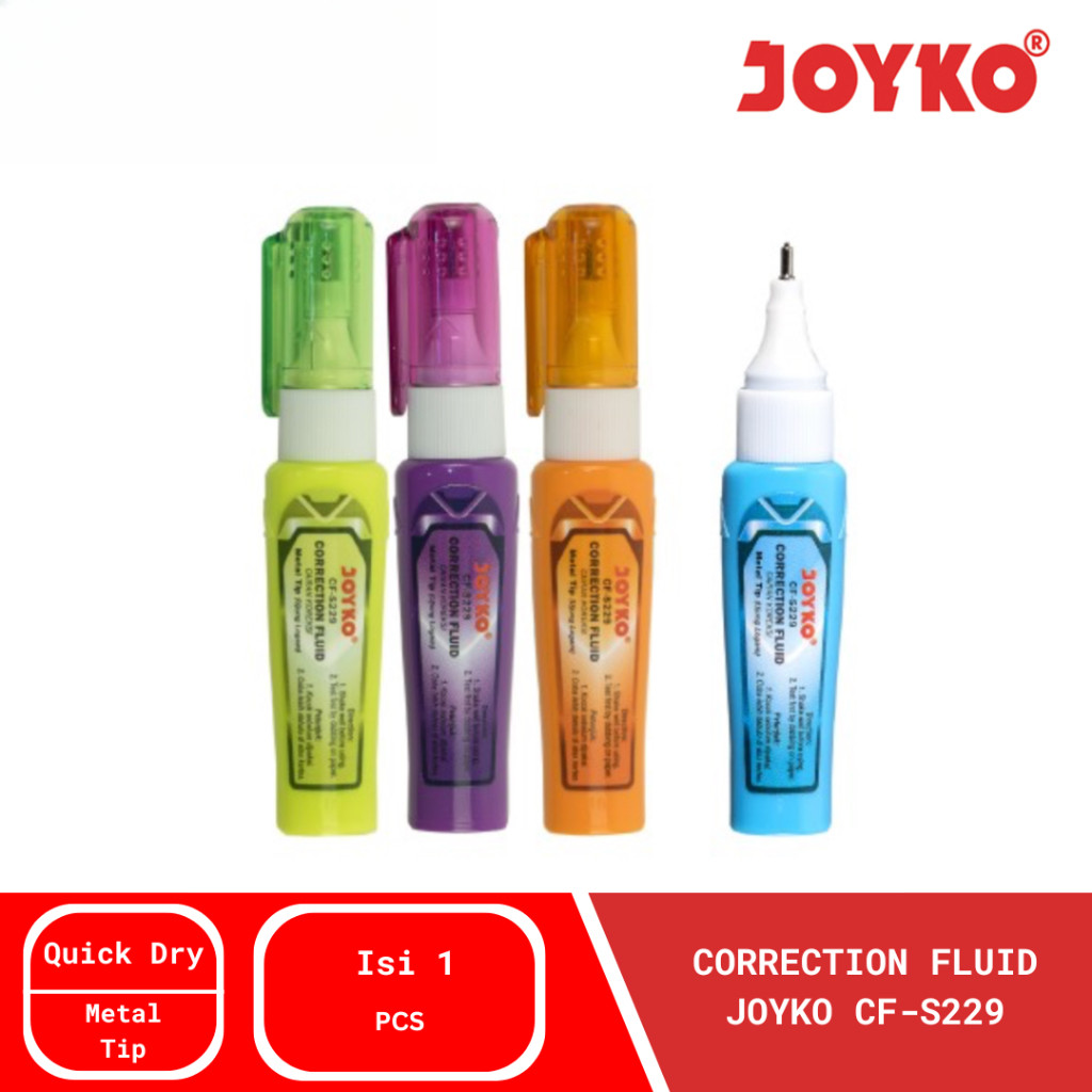 

Stipo Tip-ex Correction Pen / Fluid Joyko CF-S229 - Cairan Koreksi Penghapus Tipe X Cair Joyko