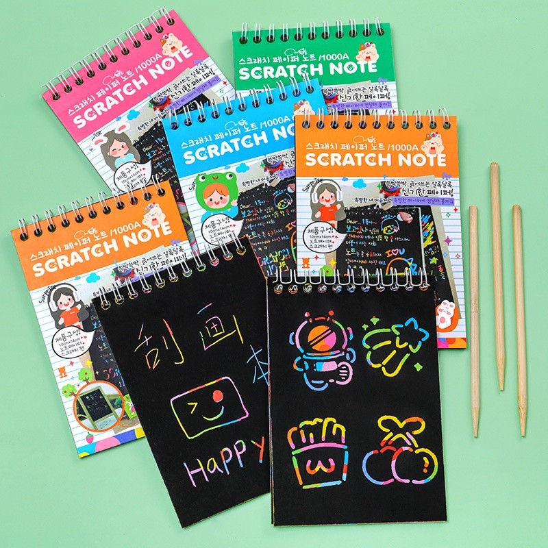 

Scratch Note Mini Buku Gambar Mini Tulis Gores Ajaib Buku Gambar mini magic Grafiti Paper Note colourfull Anak Anak Dewasa Alat Tulis Sekolah D2V