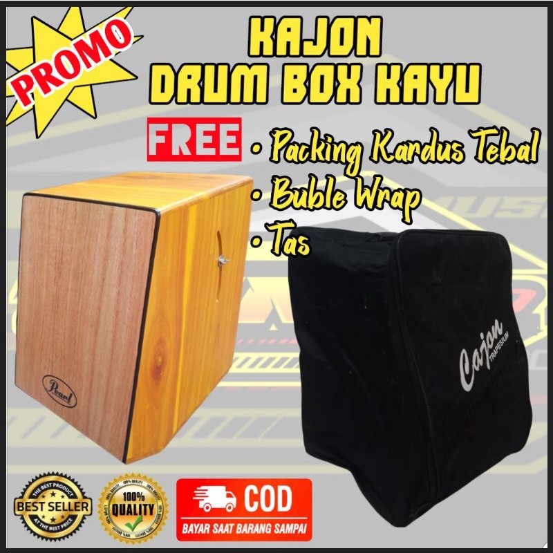PUJEGANSHOP Kajon / Cahon Akustik Elektrik Bahan Full Kayu mahoni murah free packing buble wrap