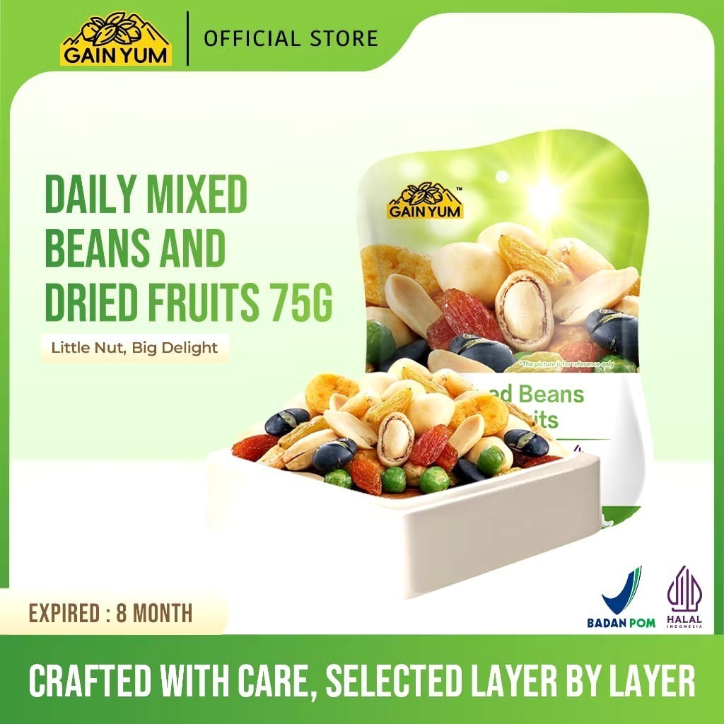 

Pesta + 10 pcs / 5 bungkus kecil kacang MIX Gainyum - Halal & BPOM