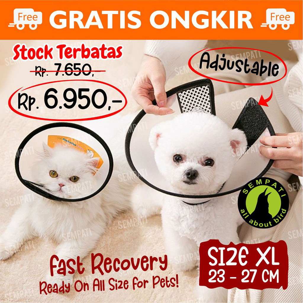 SEMPATI Corong Pelindung Leher Kucing Anjing Elizabeth Collar Penutup Kepala Anti Gigit Jilat Pet Ne