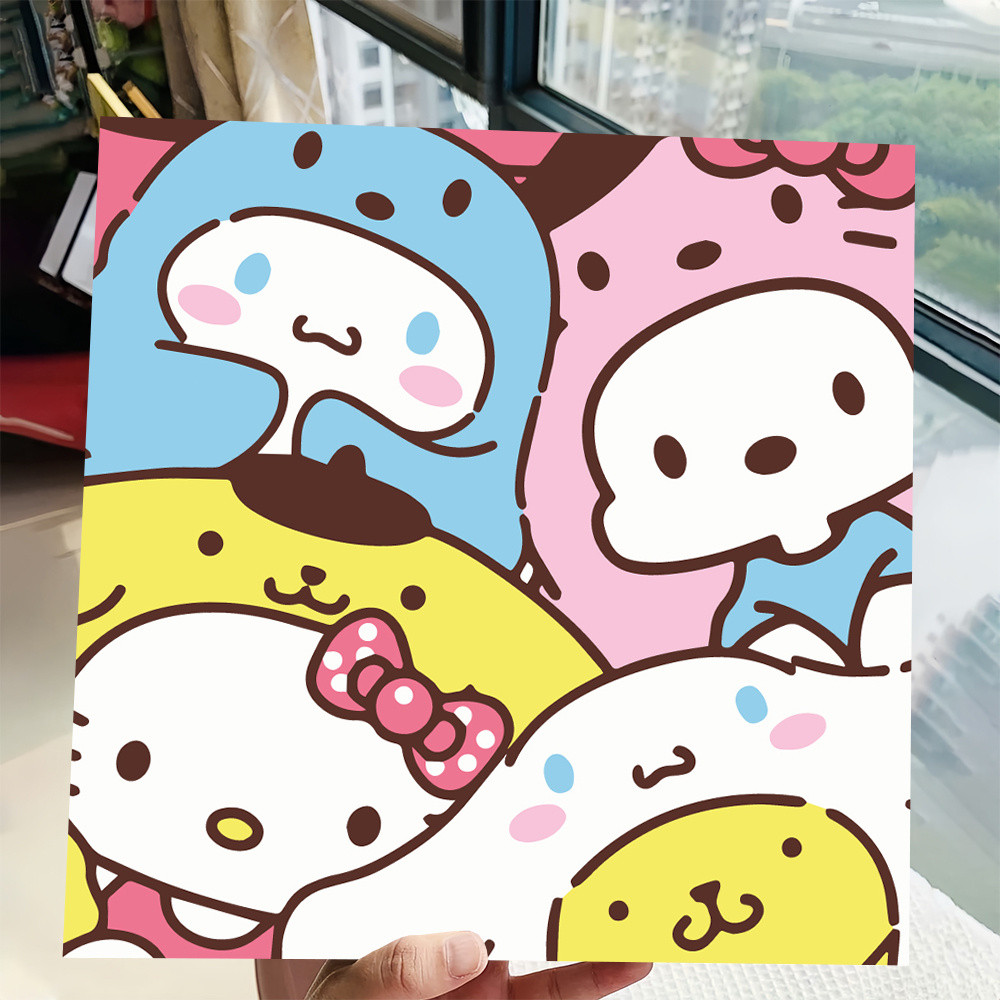 

Sanrio Painting By Numbers Hello Kitty Handpainted Children's Room Decor Drawing By Number Cartoon Cinnamoroll Kit Ready Frame