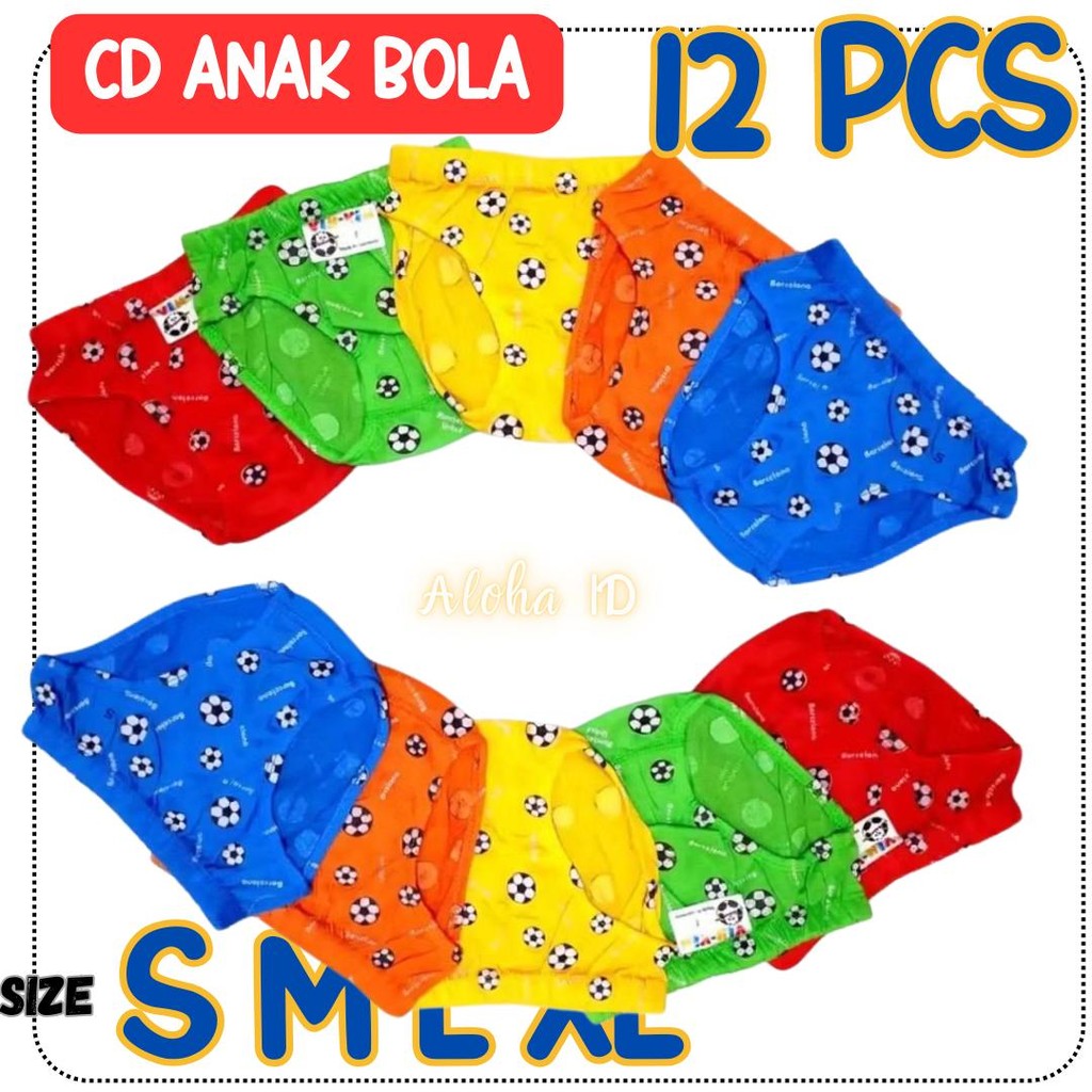 12 Pcs Celana Dalam Anak Cowok Motif Bola CD Anak Cowok Paud TK SD Grosir