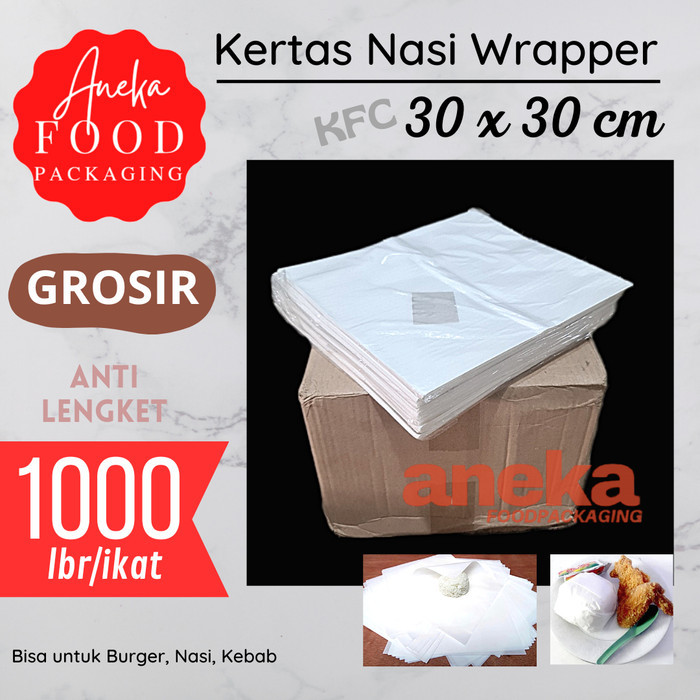 

GROSIR-Wrapper/kertas nasi ala KFC uk. 30x30 cm (isi 1000lbr)