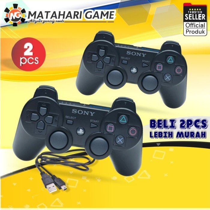 LARIS -2 Pcs - Stik Stick PS3 Wireless Playstation 3 + Kabel Charger - 2PCS -  Merah, TANPA KABEL