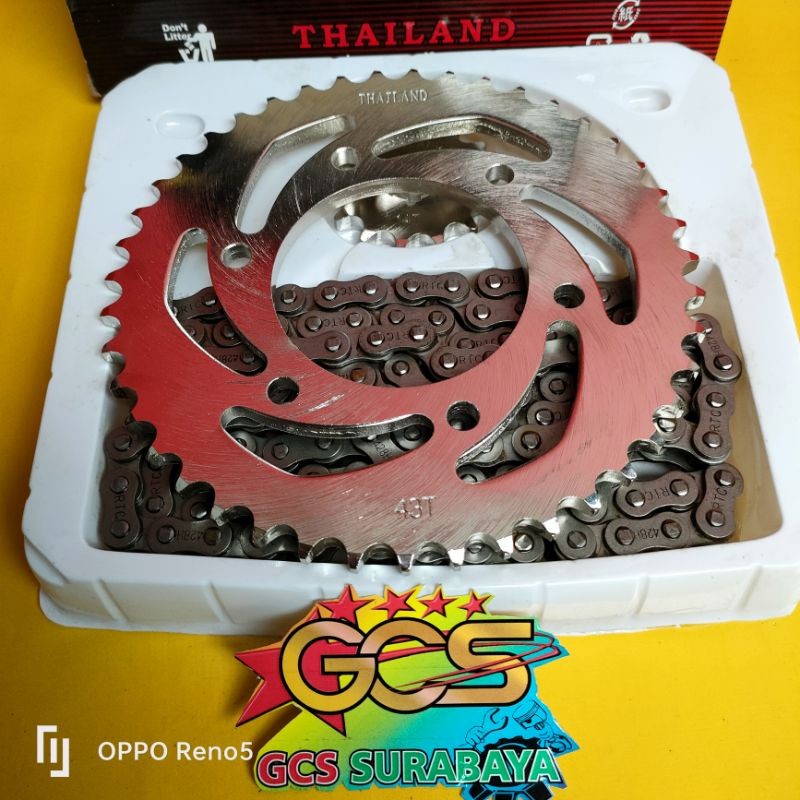 gearset,ger set,gir paket full set Vixion new nvl,nva baja bakar lapis chrom One Thai thailand