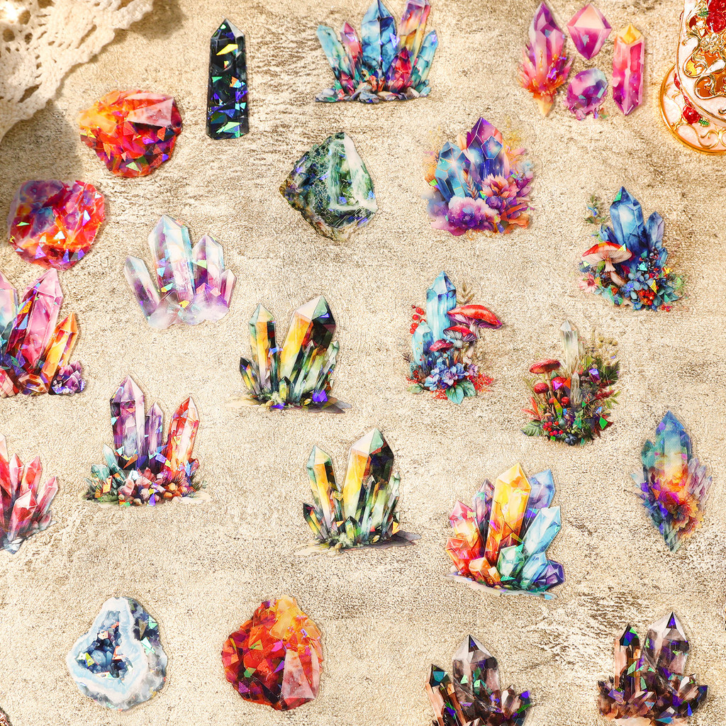 

40 pcs Crystal Graffiti Stickers for DIY Scrapbook Suitcase Phone Laptop Guitar Decorative Children's Stationery Office Supplies