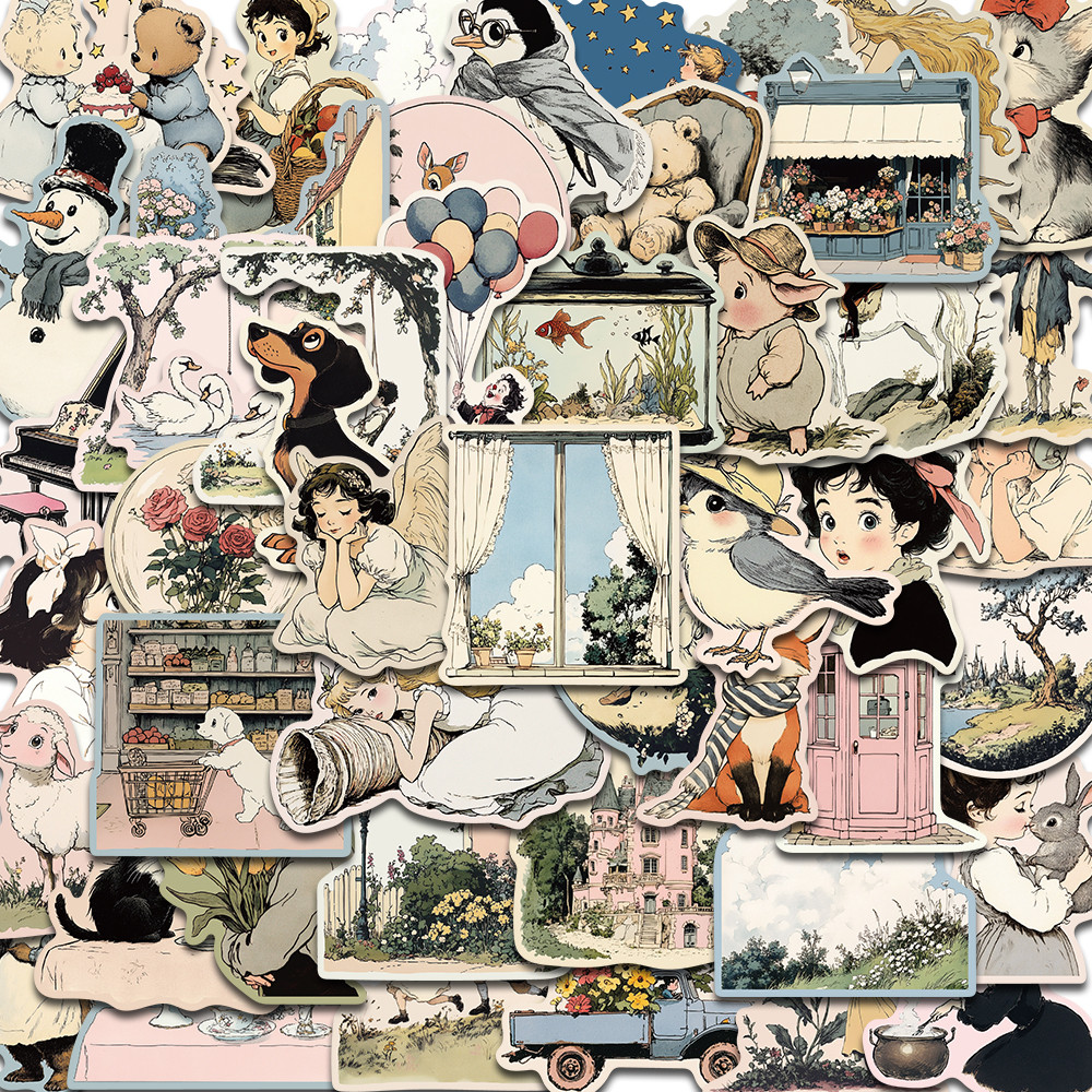 

50PCS Comic World Sticker Graffiti Aesthetic Reading Laptop Luggage Scrapbooking Decals Waterproof Luggage Phone Decals ﻿