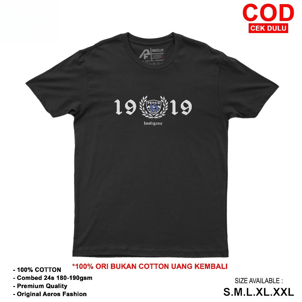 Kaos Persib Bandung Hooligan 1919 Tshirt Football Cotton Combed 24s Unisex