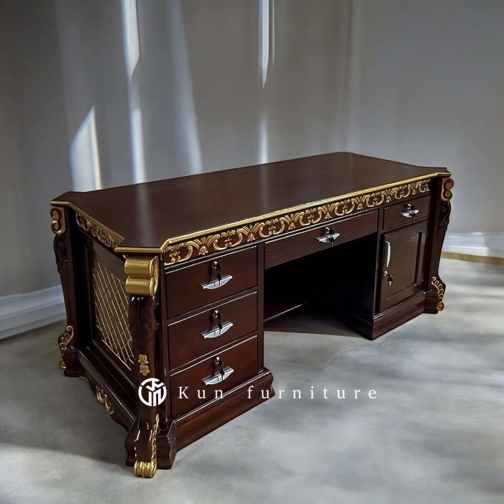 Meja direktur jati ukiran mewah meja kantor mewah ukir