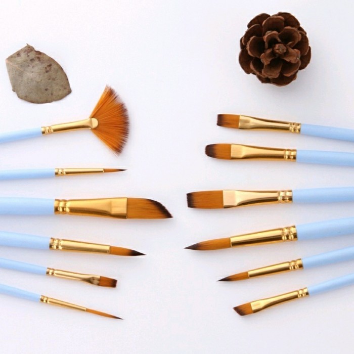 

promo -Kuas Lukis Set 12 pcs untuk Cat Acrylic/ Cat Minyak - Merah Muda