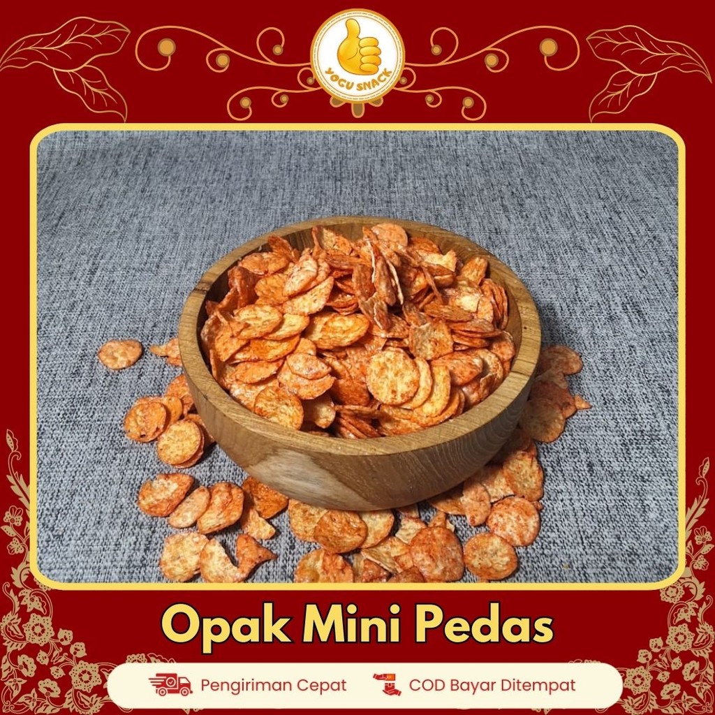 

Yogu Snack Keripik Opak Mini Singkong Pedas Manis kemasan 250gr 500gr 1000gr