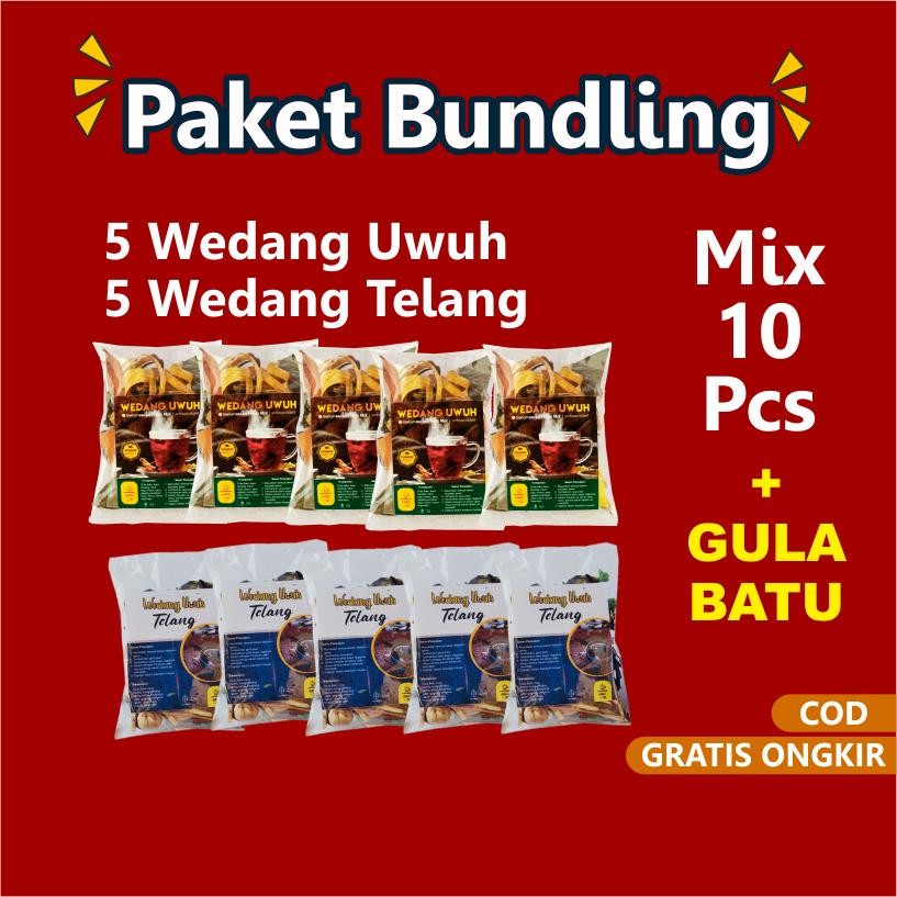 

Paket Bundling 10 Pcs Wedang Uwuh Plus Wedang Telang Menyehatkan Khas Jogja Herbal Alami dengan Rempah-rempah Lengkap Gula Batu rimpang jsr Tea Daun teh sehat