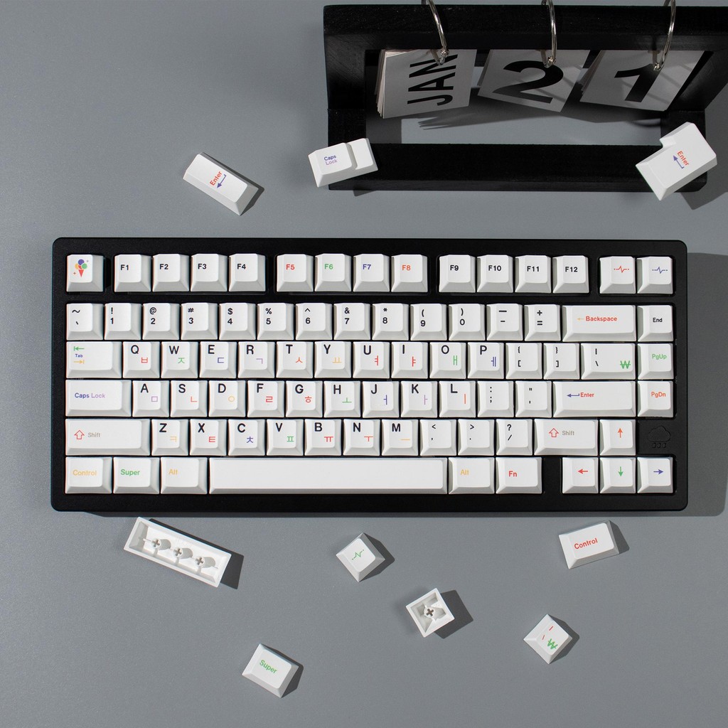 Korean Keycaps BOW Minimalism Putih / Putih Susu Cherry Profile PBT Hangul Keycaps untuk Alice Mecha